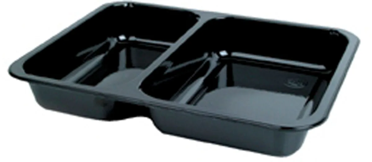 CPET-Schale 885 ml · 225×175×35 mm · Schwarz · CPET · 2-Teilung
