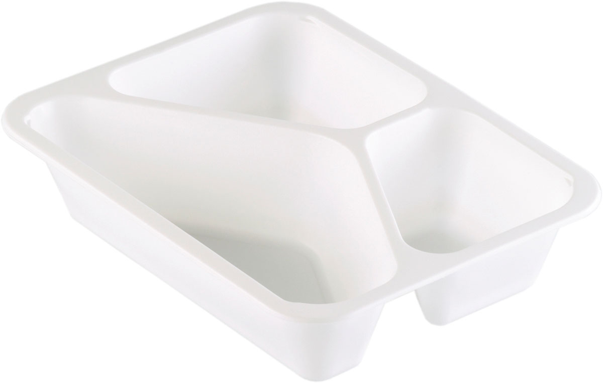 PP-Schale Caterline 227×178×50 mm - 530|325|235 ml - Weiß - 3-Teilung