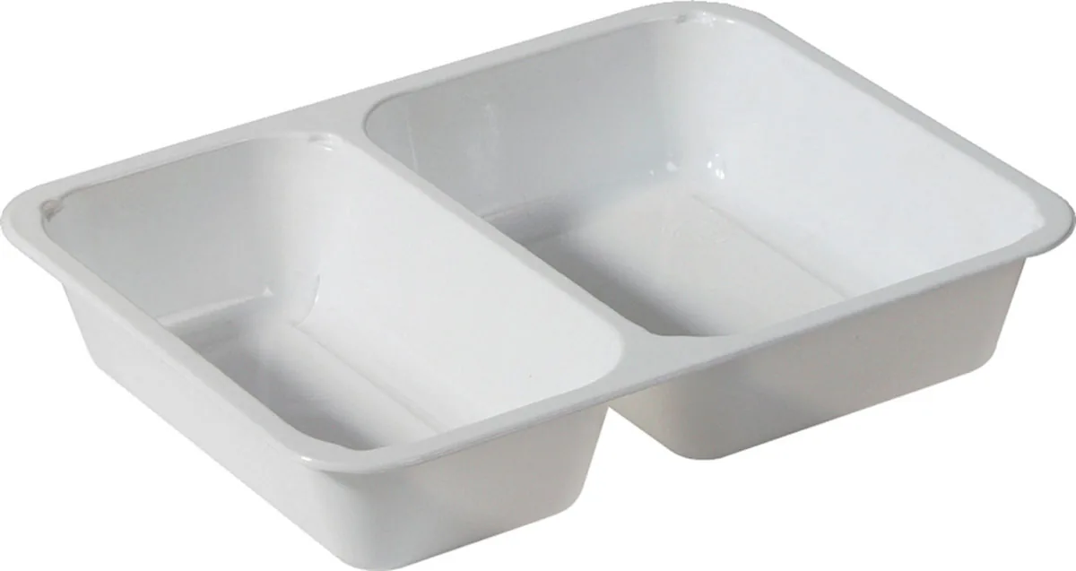 CPET-Schale 1110 ml · 225×175×43 mm · Weiß · CPET · 2-Teilung
