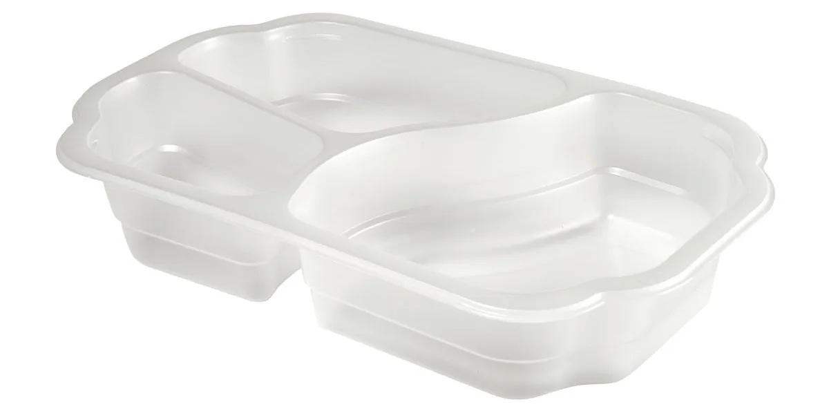 Kunststoff Schale Take-AwayPlus 1100 ml · 250×159×48 mm · Transparent · PP · 3-Teilung