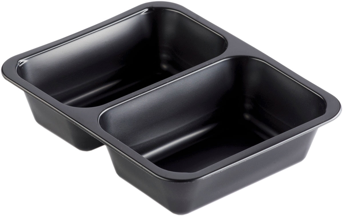 PP-Schale Caterline 227×178×50 mm - 645|540 ml - Schwarz - 2-Teilung