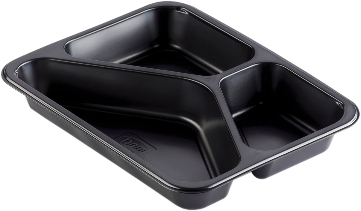 PP-Schale Caterline 227×178×32 mm - 350|225|170 ml - Schwarz - 3-Teilung