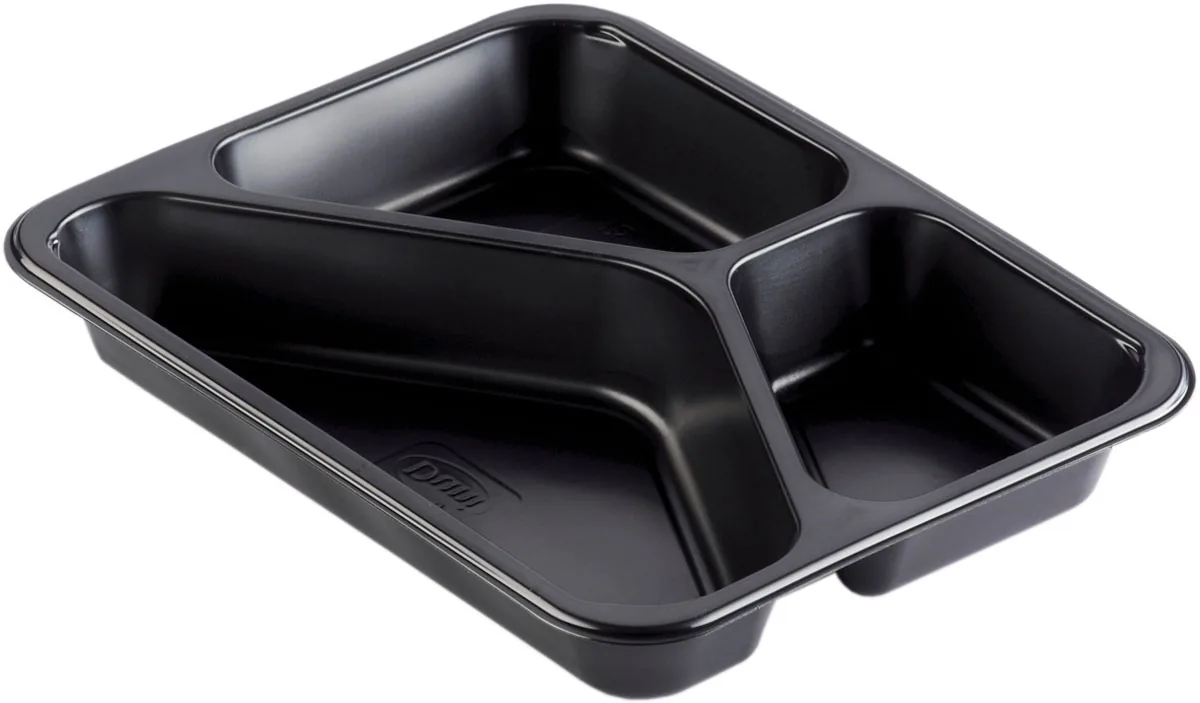 PP-Schale Caterline 745 ml · 227×178×32 mm · Schwarz · PP · 3-Teilung