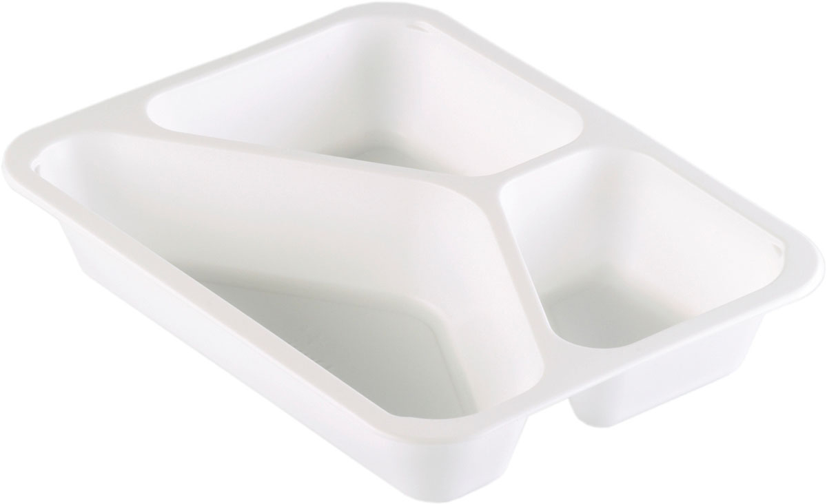 PP-Schale Caterline 227×178×40 mm - 445|280|205 ml - Weiß - 3-Teilung