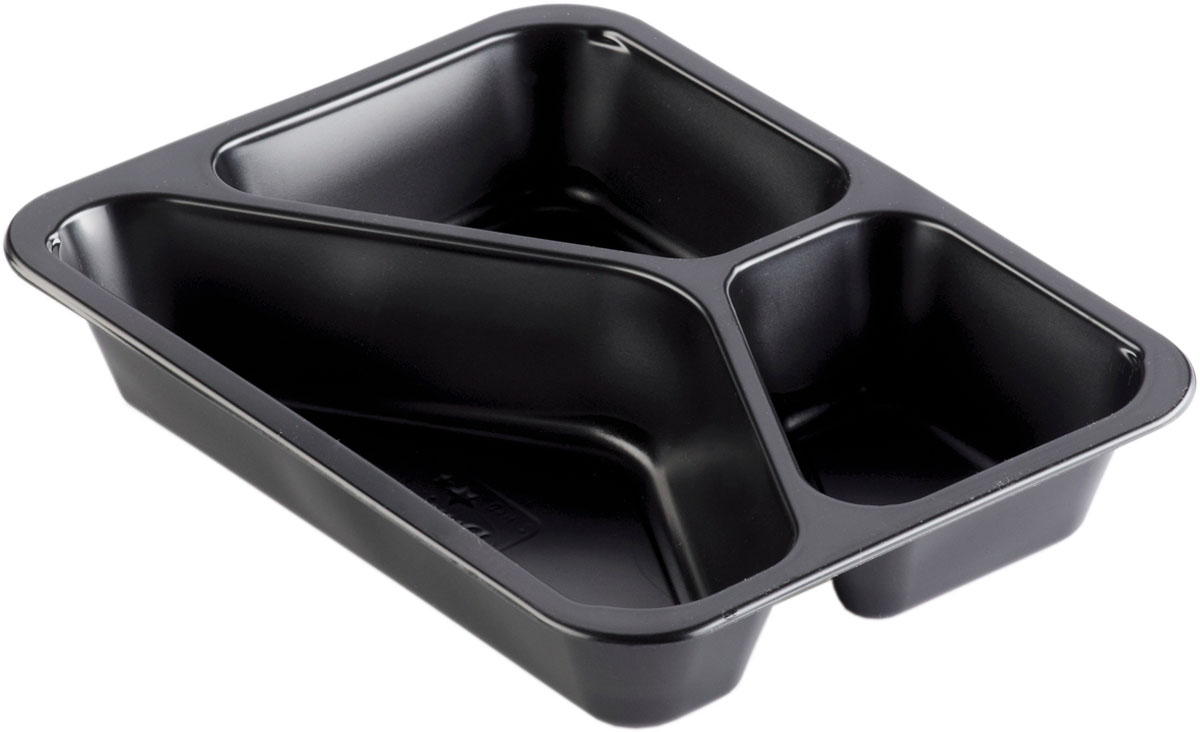 PP-Schale Caterline 227×178×40 mm - 445|280|205 ml - Schwarz - 3-Teilung