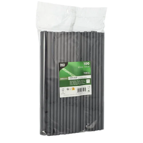 Papier-Trinkhalm Shake · Ø8 × 250 mm · Schwarz · Papier