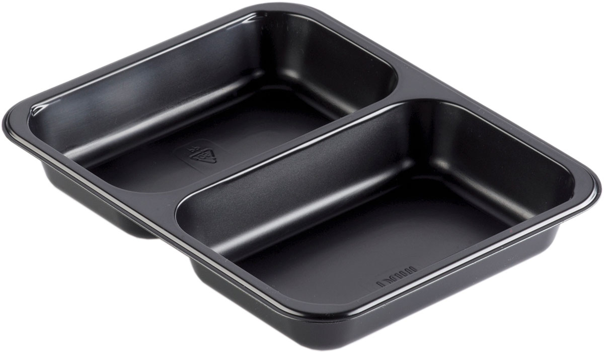 PP-Schale Caterline 227×178×32 mm - 440|370 ml - Schwarz - 2-Teilung