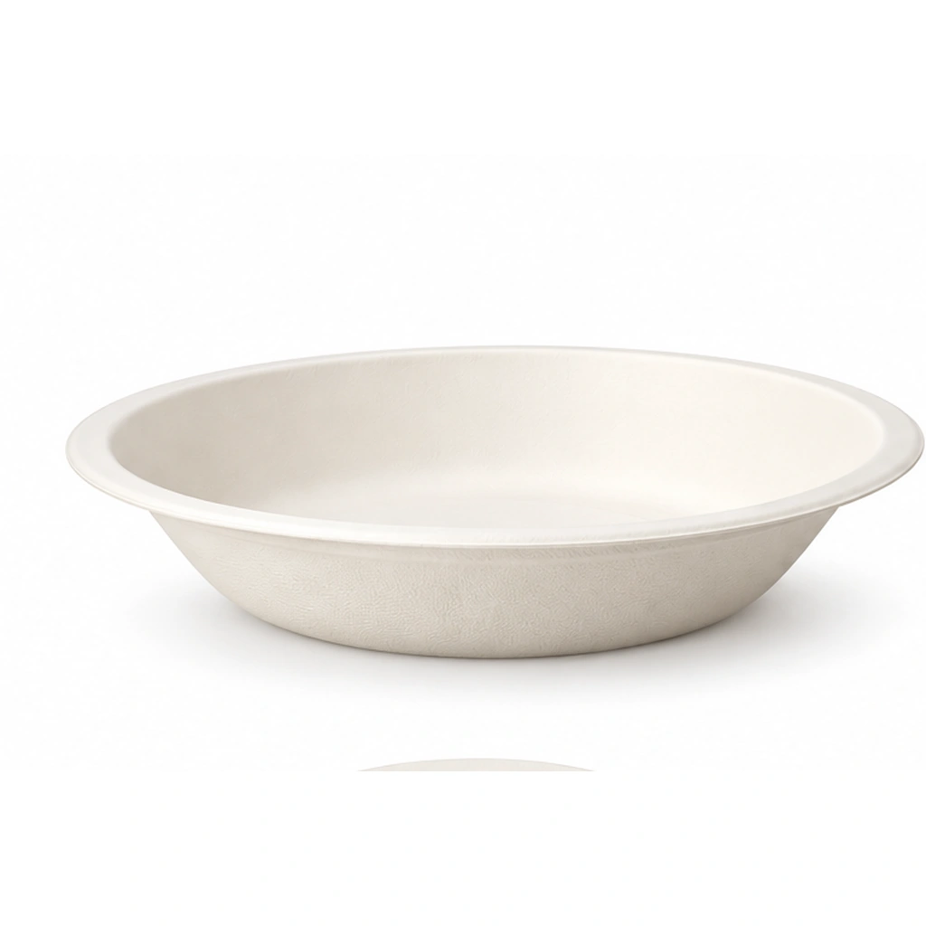 Terrine 350 ml · Weiß · Bagasse · Flach