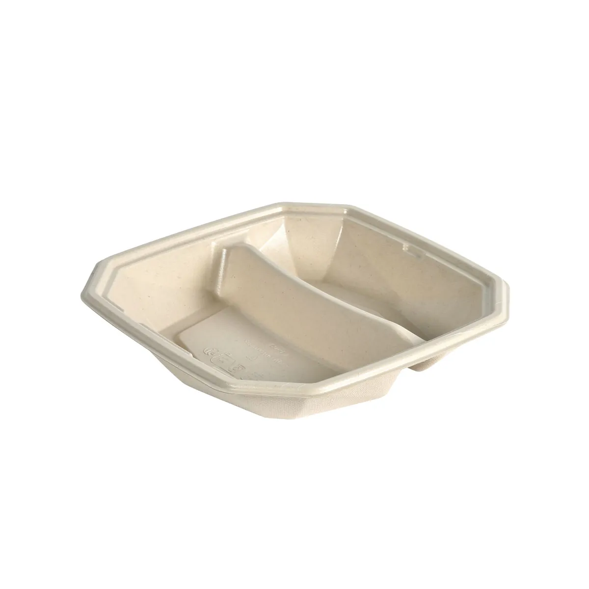 Salatschale 2-geteilt 520/340 ml · 224×224×43 mm · Braun · Bagasse