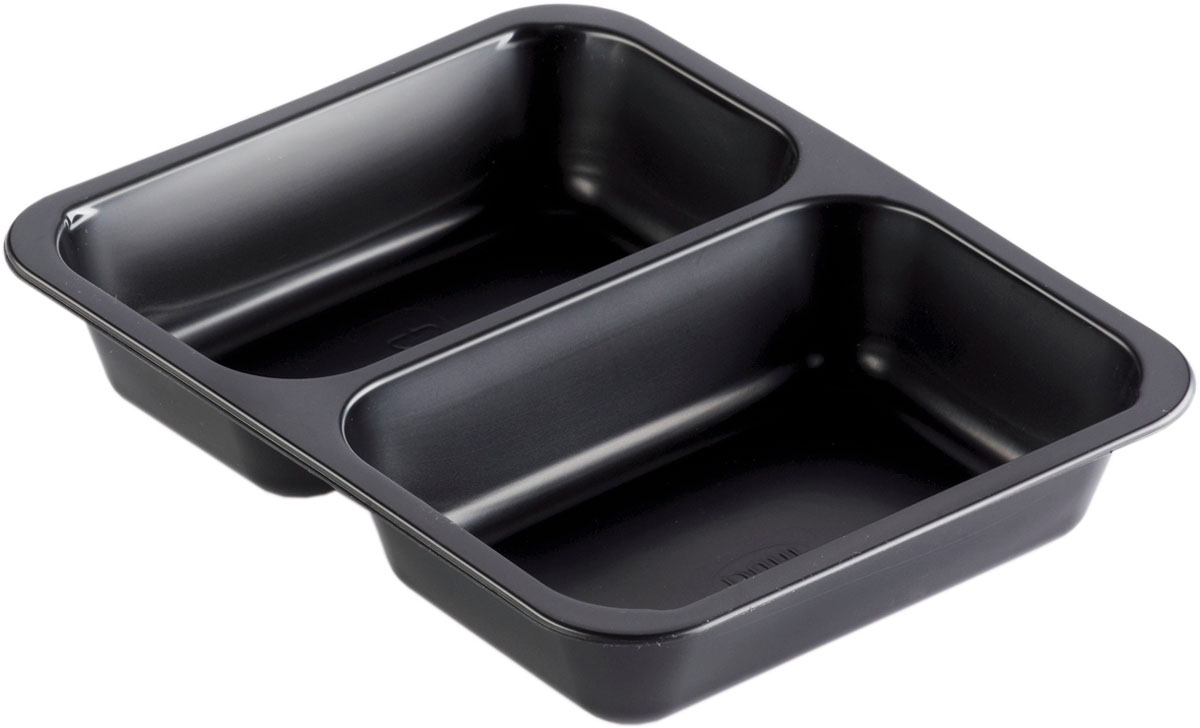 PP-Schale Caterline 227×178×40 mm - 550|480 ml - Schwarz - 2-Teilung