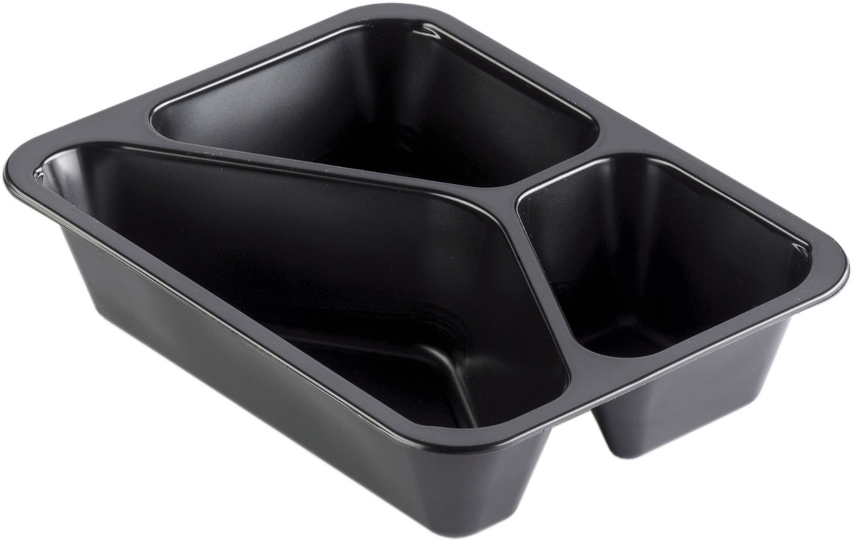 PP-Schale Caterline 227×178×50 mm - 530|325|235 ml - Schwarz - 3-Teilung