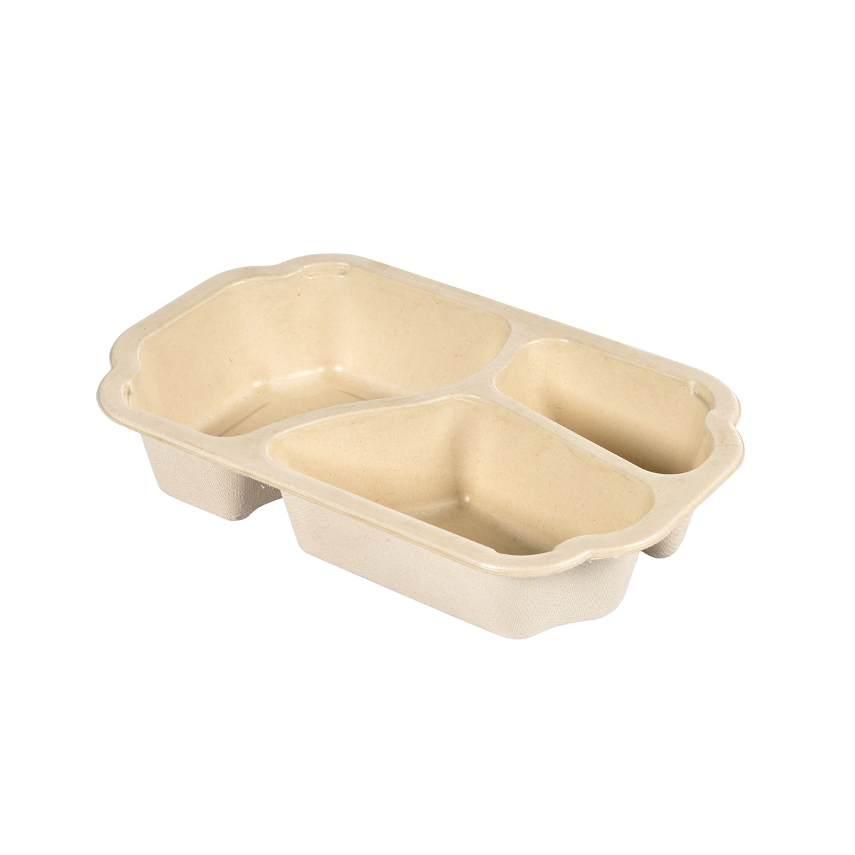 Schale Take-Away Fibre 250×159×48 mm - 540|340|180 ml - Braun - 3-Teilung