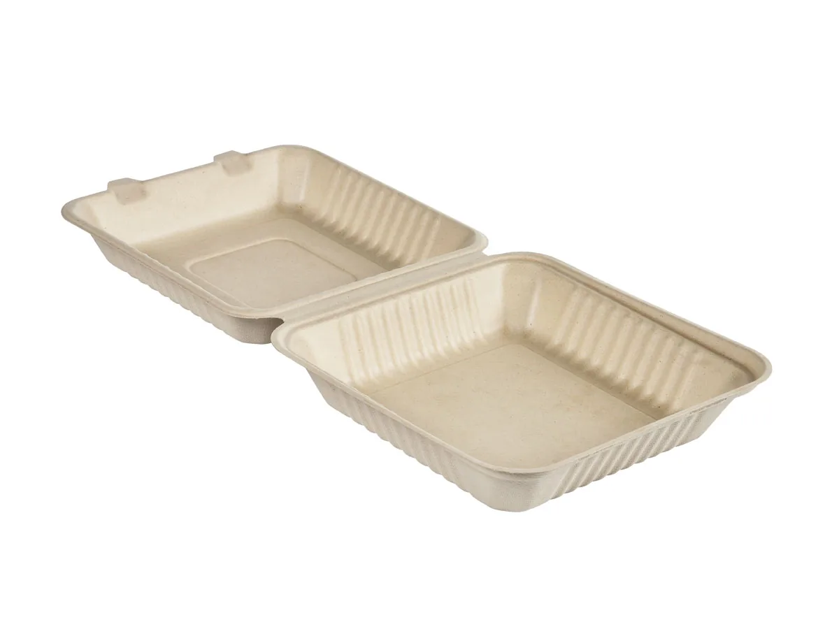 Menübox 1200 ml · 230×230×40 mm · Braun · Bagasse