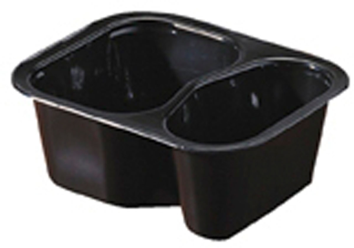 PP-Schälchen 138×114×53 mm - 220|140 ml - Schwarz - 2-Teilung