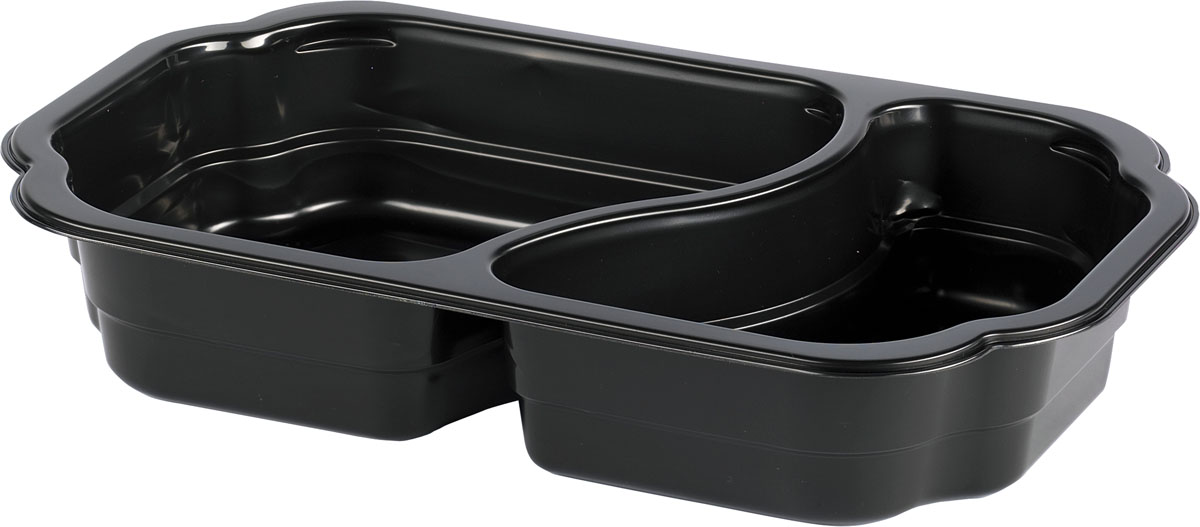 PP-Schale Take-Away 215×148×47 mm - 500|400 ml - Schwarz - 2-Teilung