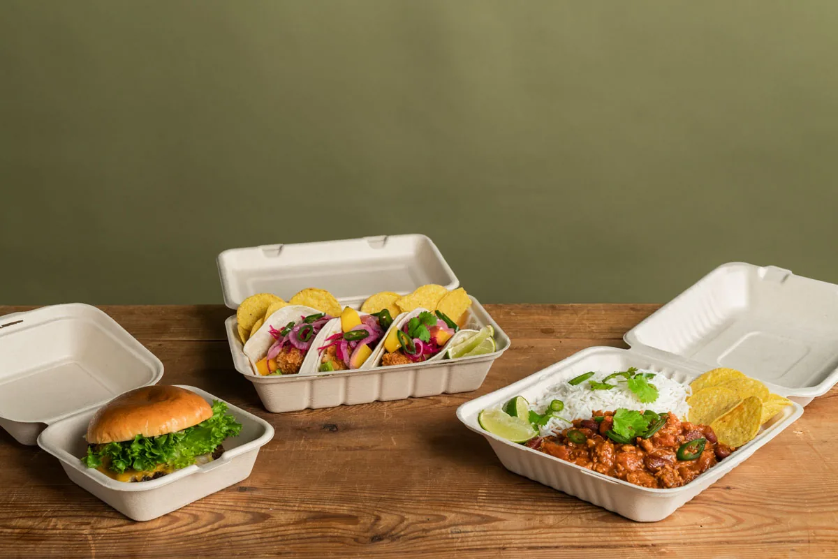Menübox 1000 ml · 223×200×45 mm · Braun · Bagasse