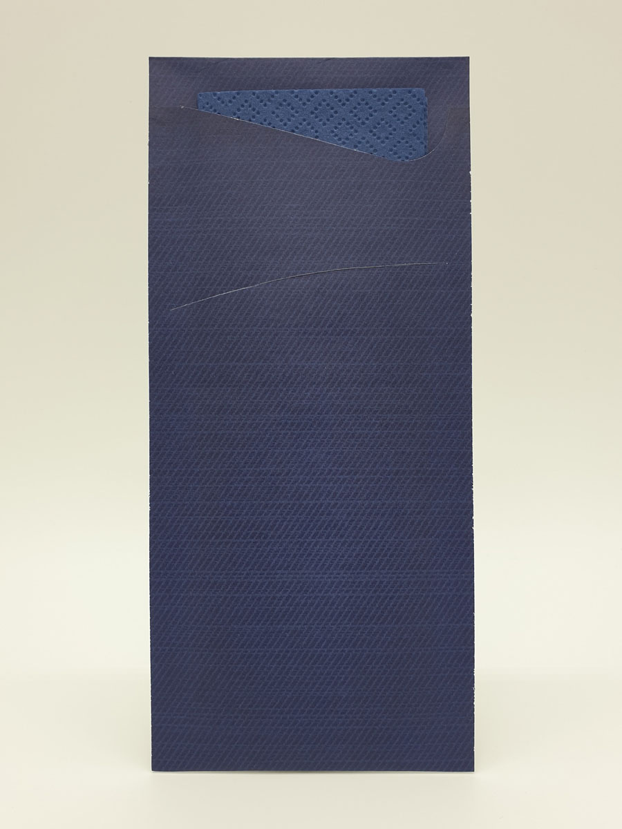Bestecktasche · 8,5×19 cm · Schwarz · 2-lagig · inkl. Serviette Mandarin · Tissue