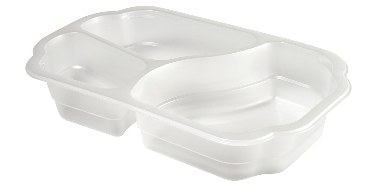 Kunststoff Schale Take-AwayPlus 250×159×48 mm - 550|350|200 ml - Transparent - 3-Teilung
